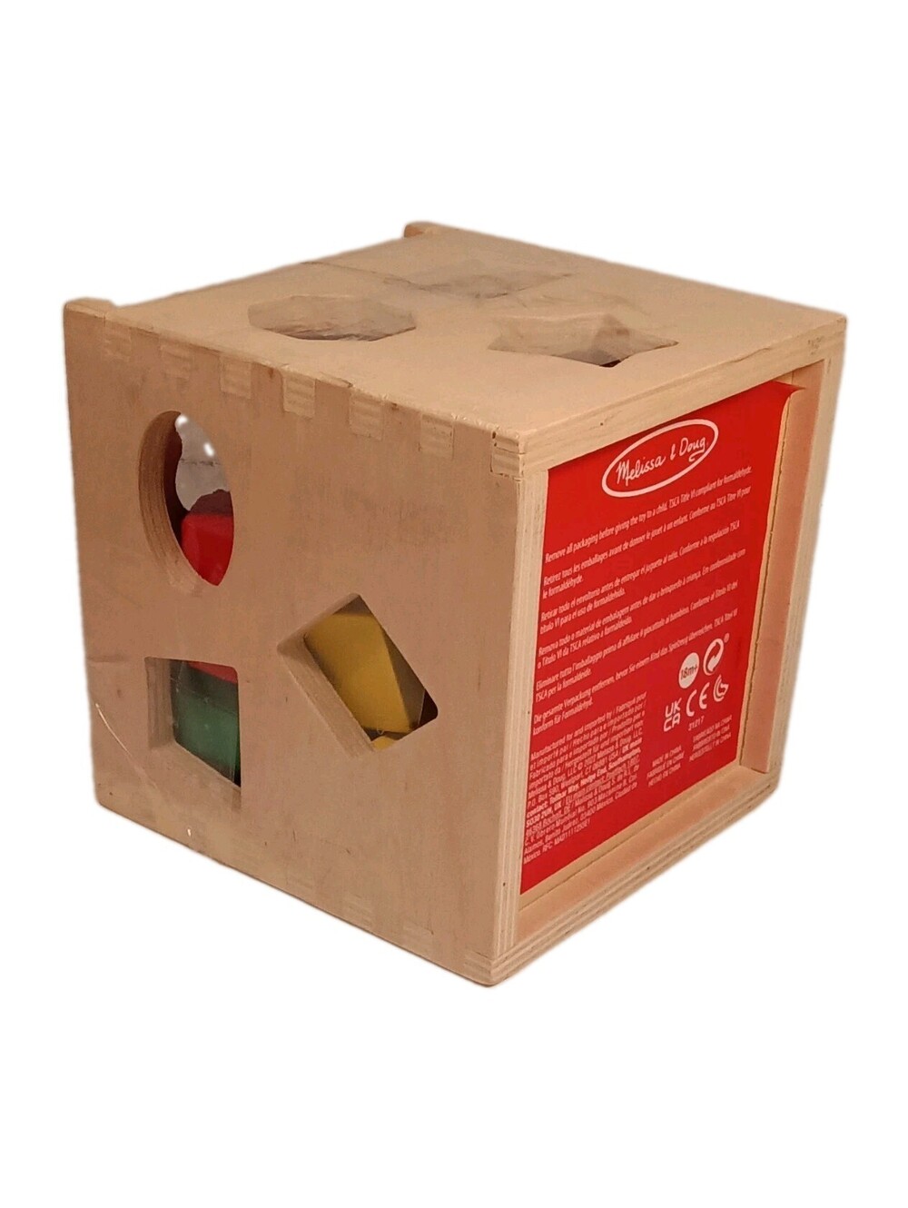 Melissa & Doug Wooden Shape Sorting Cube - Complete 12-Piece Toddler Toy Set 18m